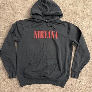 H&M NIRVANA Hoodie Women size Medium Charcoal Sweatshirt Pullover Long Sleeve